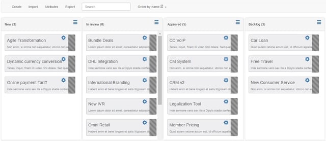 Kanban screen