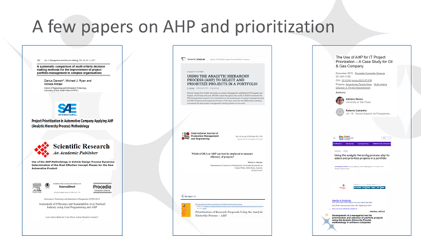 Research papers showing effectiveness of AHP